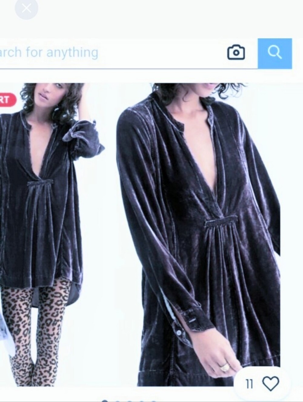 FP+CP Shades Velvet Dress Tunic In Dark Grey sz S